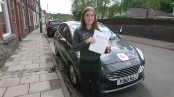 1.8.18 - Congratulations﻿ to Bethan Thomas on passing her test today in Merthyr Tydfil first time with only 3 faults lovely result