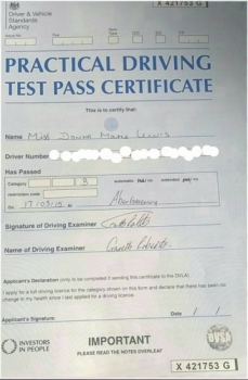 17315 - Thanks matt for helping me pass my driving test and giving me a lot of encouragement and support while learning would highly recommend him to anyone looking for a decent instructor<br />
<br />

<br />
<br />
After much persistence hard work and determination i am so pleased to share with you all that Donna passed today in Abergavenny with just 4 minors Congratulations Donnaenjoy driving your kids to